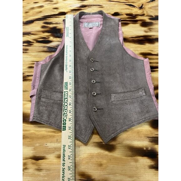 Or-Olon Suede Leather Vest Men Size 40 Brown Button Down Dress Style‎ Classic - Picture 3 of 12